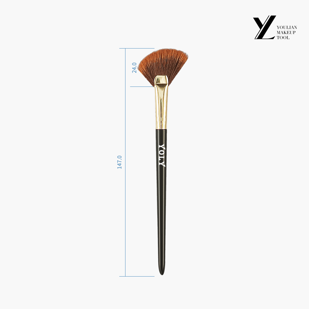 Black slant head fan highlighter brush